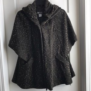 Damee Inc Dark Brown/Tan Cape-Sleeve Swing Jacket